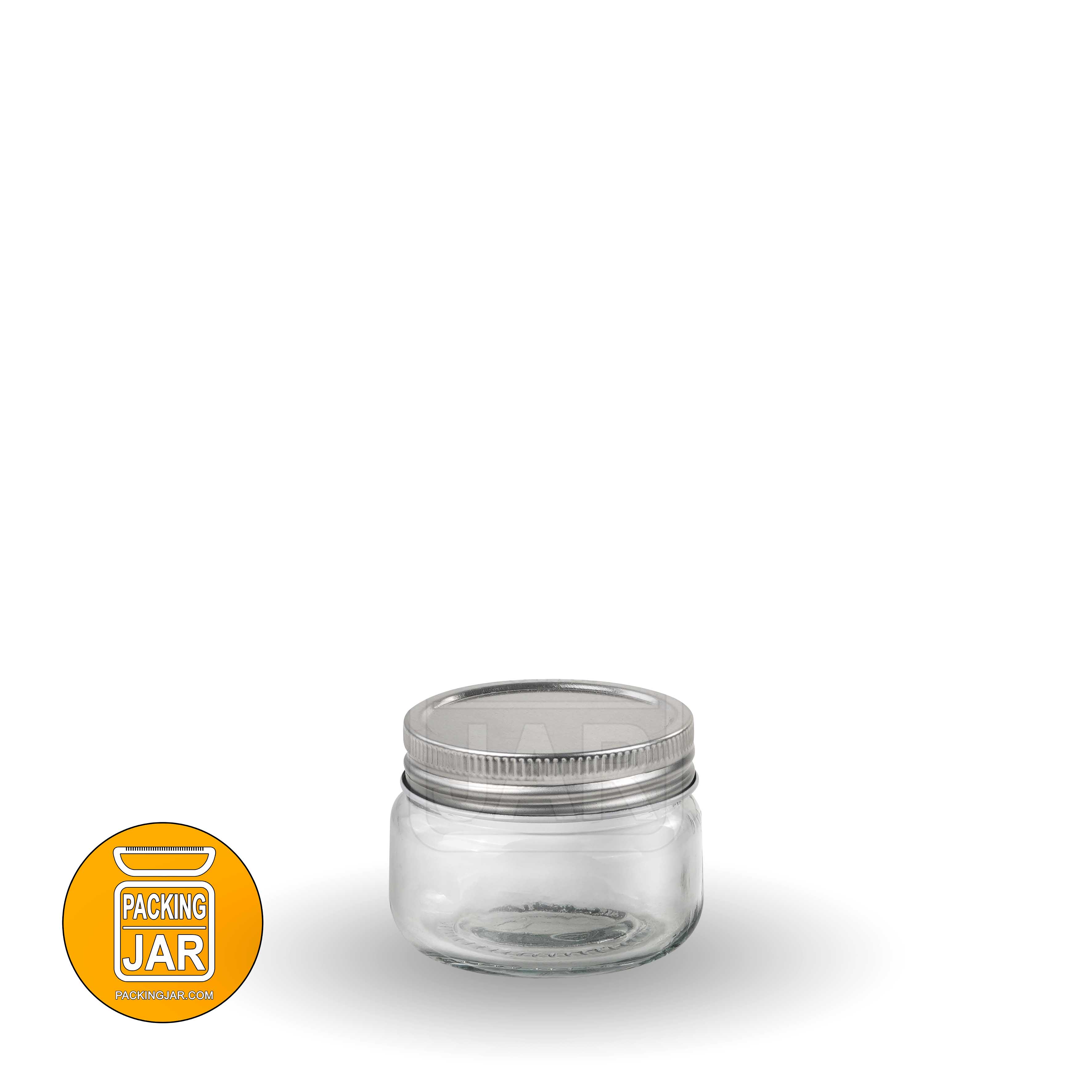 جار شیشه ای استوانه ای کانتینری آرم دار درب 68سایز 5